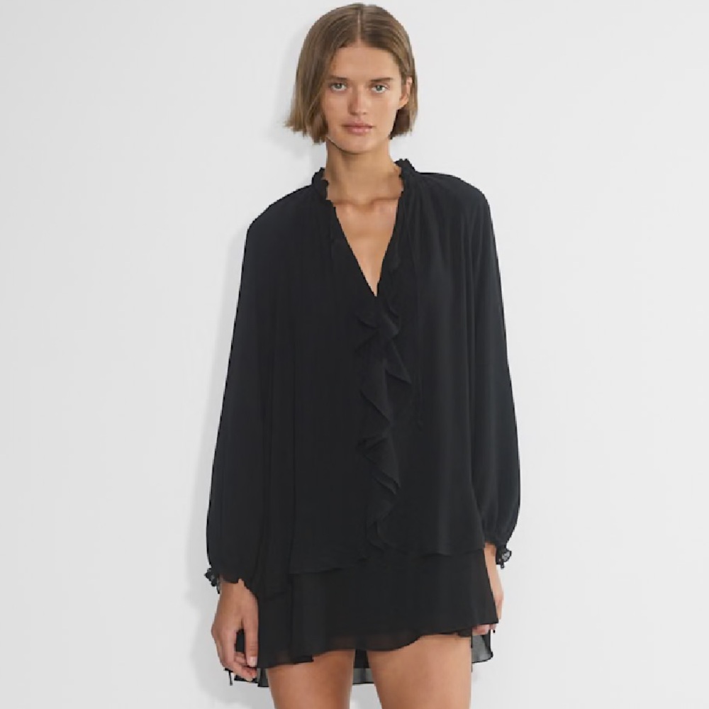 Wilfred Elegant Black Ruffle Dress